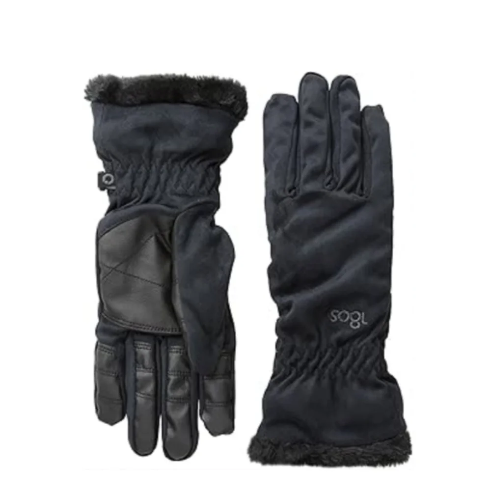 180s Women's Winterlude Faux Fur Lined Faux Leather Gloves $48